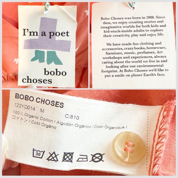 NWT Bobo Choses Pink Combo Floral Midi Dress (M) Organic Cotton Anthropologie - Picture 4 of 10